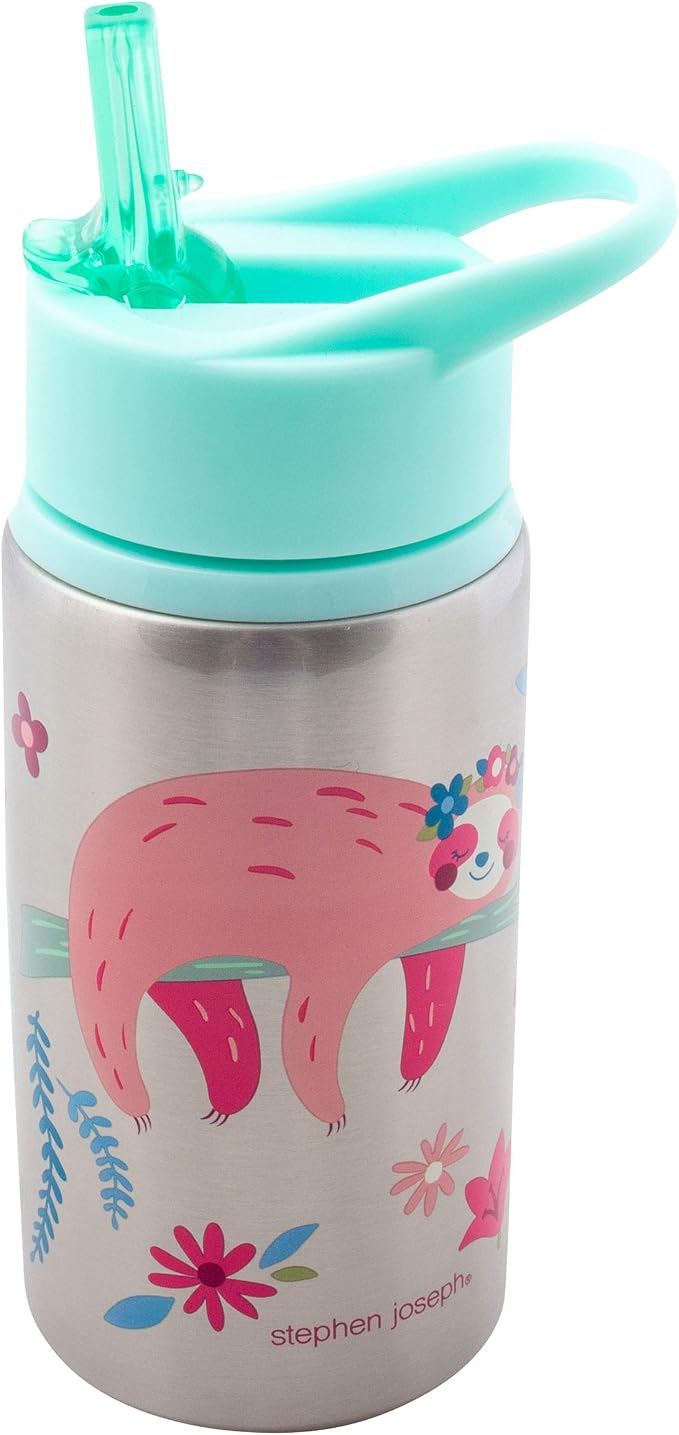 Stainless Steel Water Bottle Sloth: Insulated Stainless Steel Water Bottle 18oz. For Kids 3+