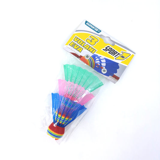 Sport1 3 plastic SHUTTLES with EVA head in bag - 3 colors assorted