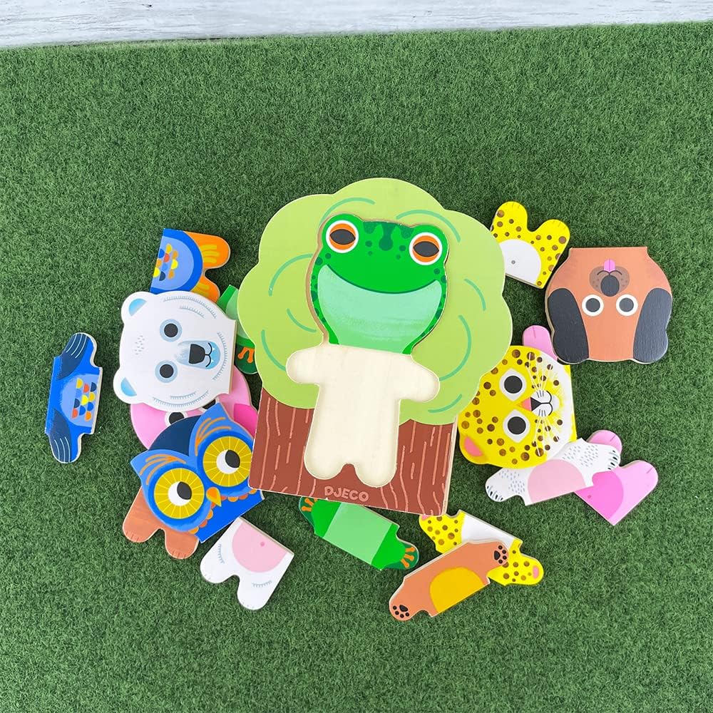 Arbramix, Wooden Animal Puzzle, 2+, 6 Mix-And-Match 3-Piece Animals