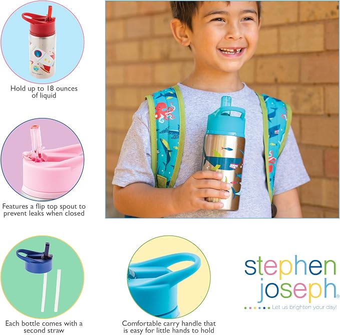 Stainless Steel Water Bottle Sloth: Insulated Stainless Steel Water Bottle 18oz. For Kids 3+
