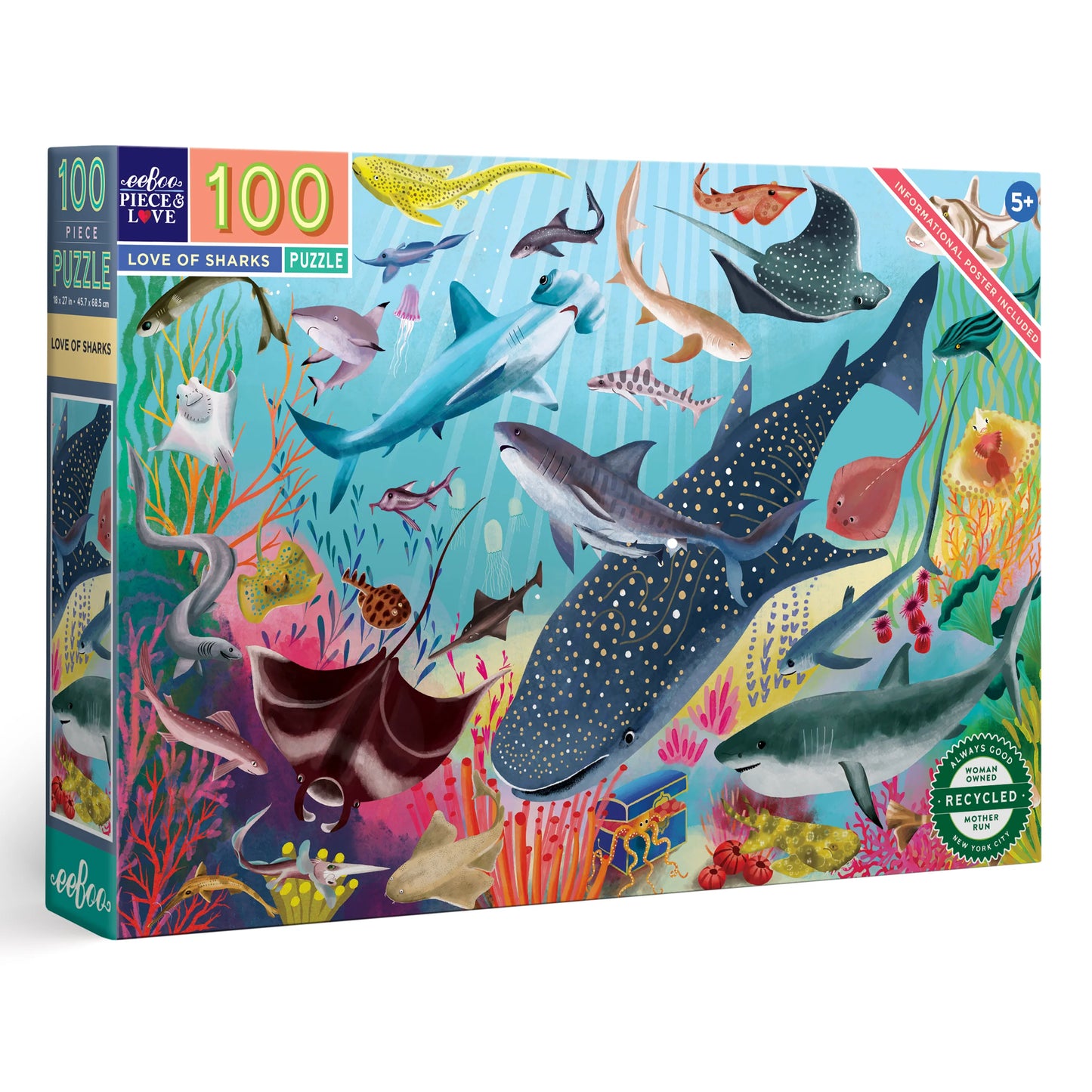 EEBOO PUZZLE 100 LOVE OF SHARKS