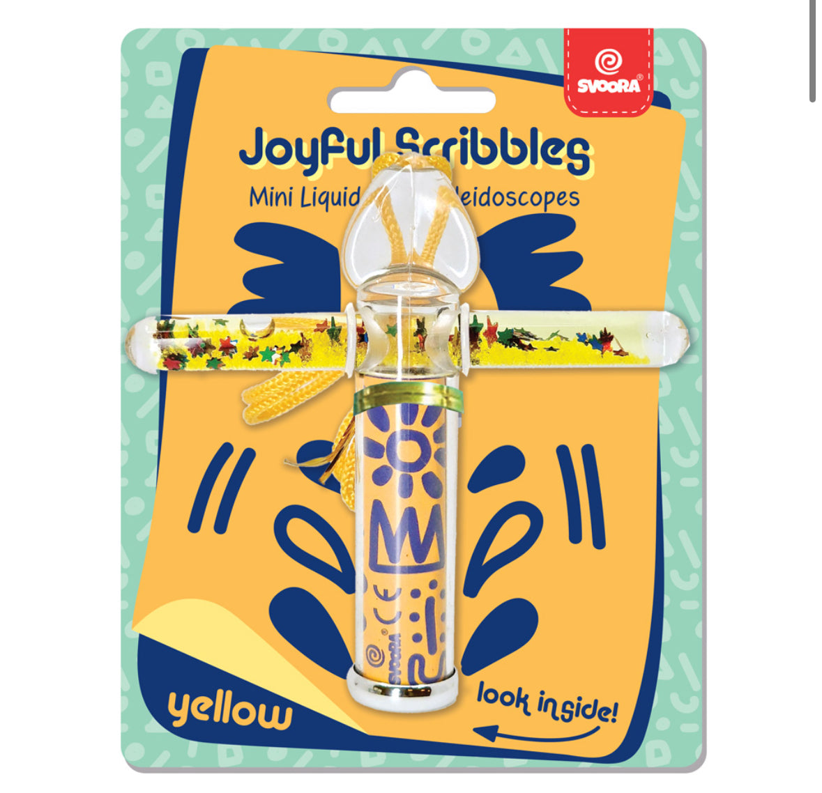 Mini Liquid Stick Kaleidoscope Joyful Scribbles 'Yellow' 10 cm