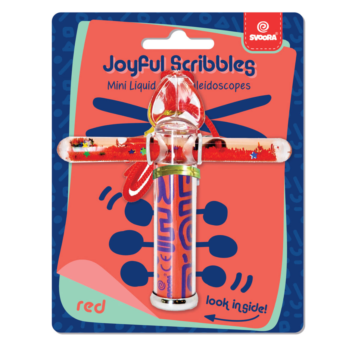 Mini Liquid Stick Kaleidoscope Joyful Scribbles 'Red' 10 cm