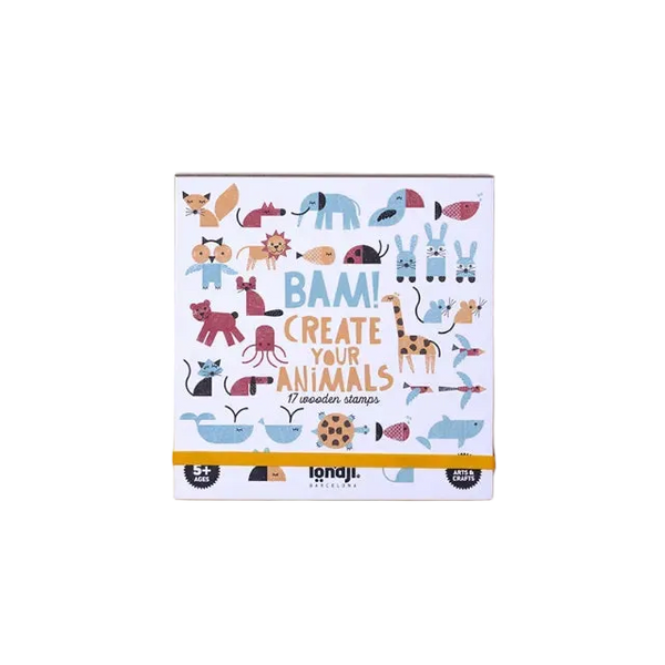 Bam! Create Your Animals: Wooden Stamp Set for Kids 5+