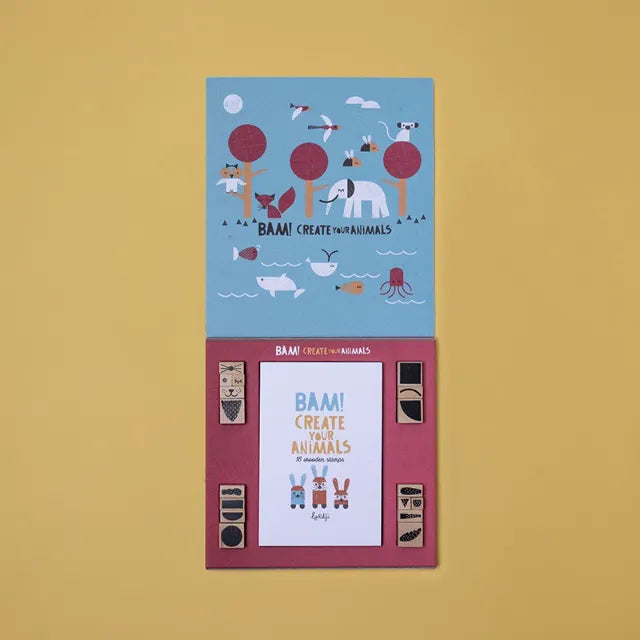 Bam! Create Your Animals: Wooden Stamp Set for Kids 5+