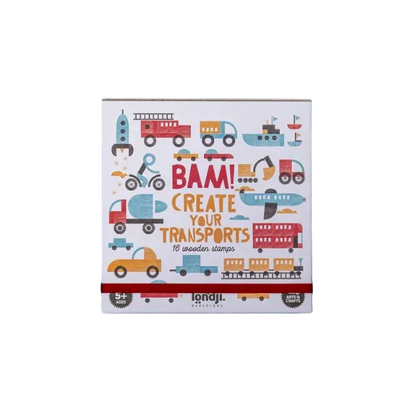 Bam! Create Your Transports: Wooden Stamp Set for Kids 5+