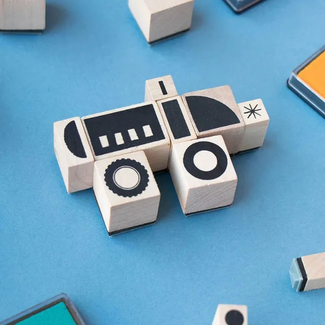 Bam! Create Your Transports: Wooden Stamp Set for Kids 5+