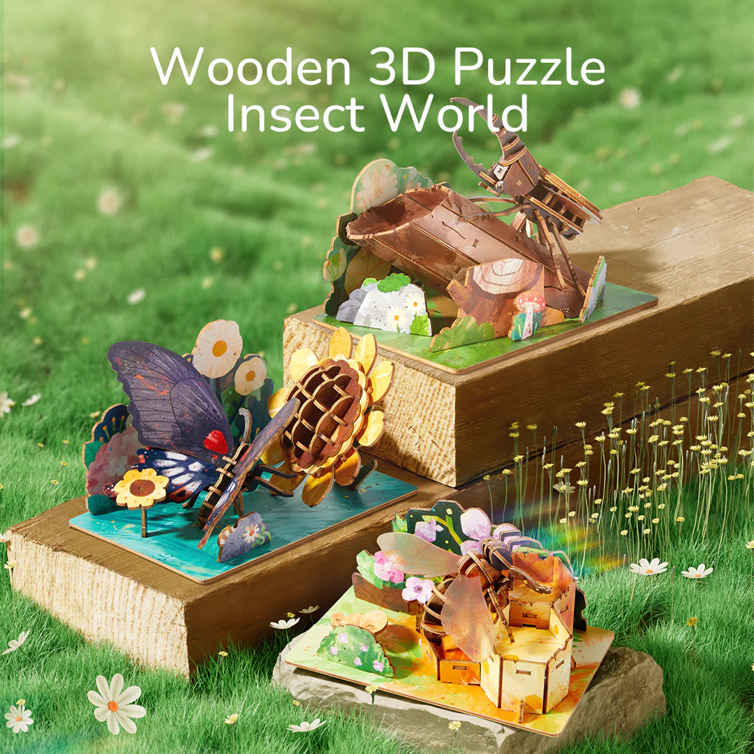 Wooden 3D Puzzle Entomological Souvenirs Butterfly One Two Play