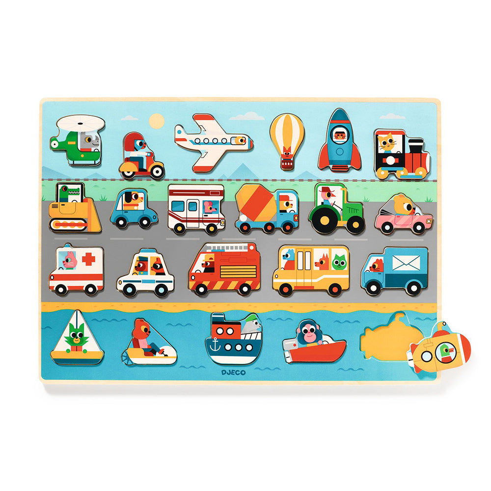 Djeco wooden puzzle Vroom - FSC 100%