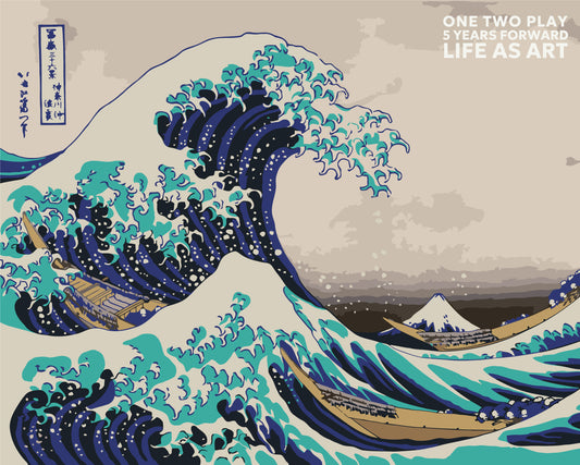 The Great Wave off Kanagawa,  Katsushika Hokusai, One Two Play 5 years forward LIFE AS ART