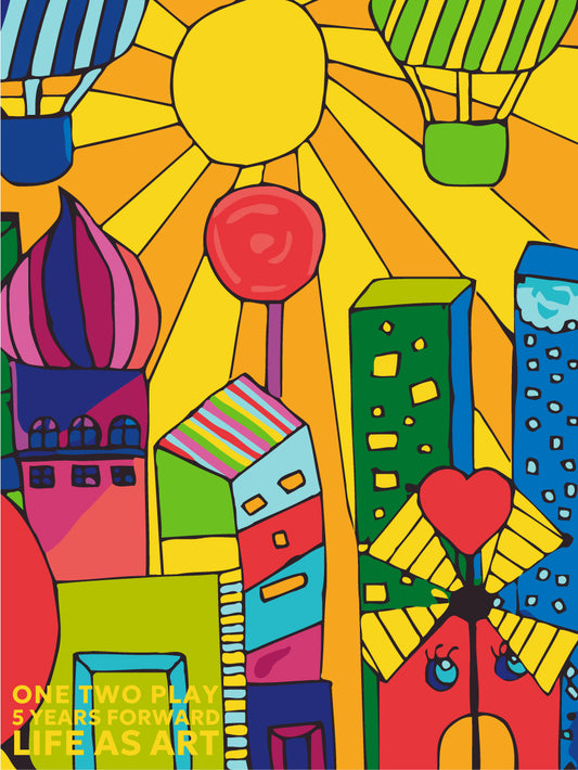 City of Dreams Inspired by Friedensreich Hundertwasser, One Two Play 5 years forward LIFE AS ART