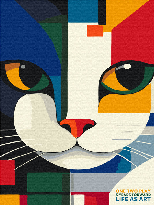 Cat Kazimir Malevich style, One Two Play 5 years forward LIFE AS ART