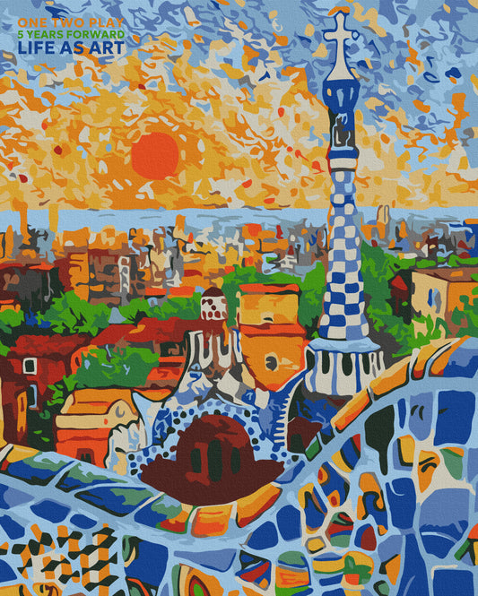 Barcelona Park Guell Sunrise Gaudi Tower, One Two Play 5 years forward LIFE AS ART