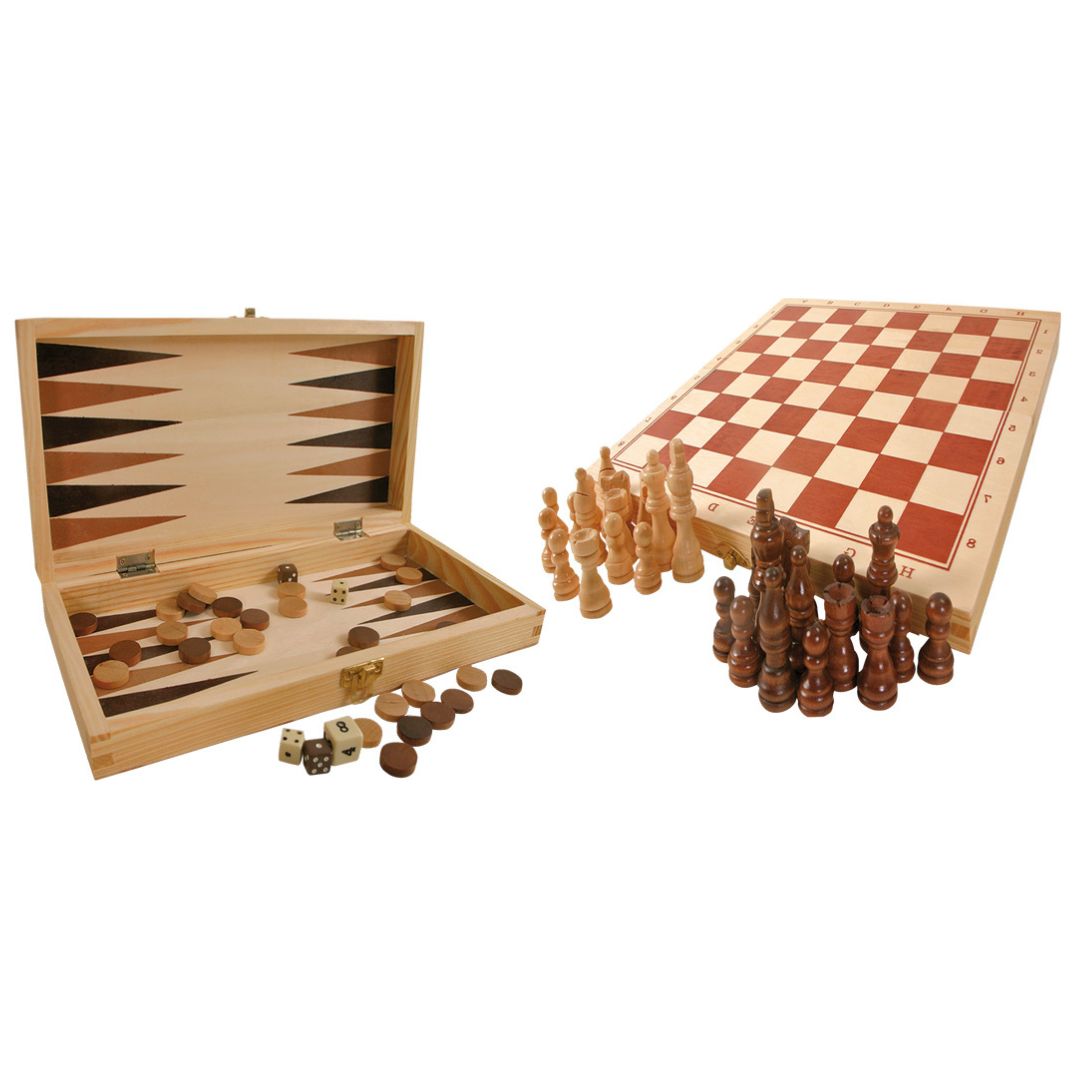 Classic Games 3 in 1 in a Wooden Case