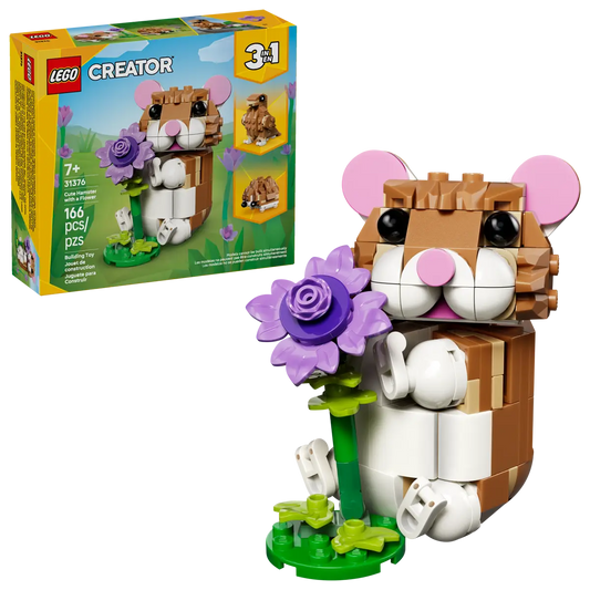Cute Hamster with a Flower 31376, Lego Creator 3-in-1