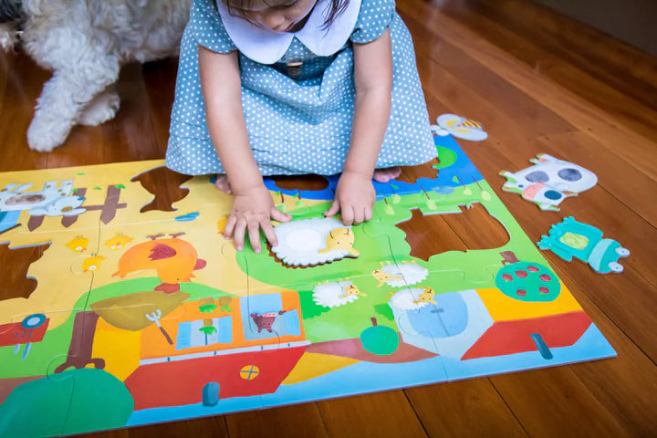 Djeco Giant puzzles Tactile farm puzzle - 12+8pcs