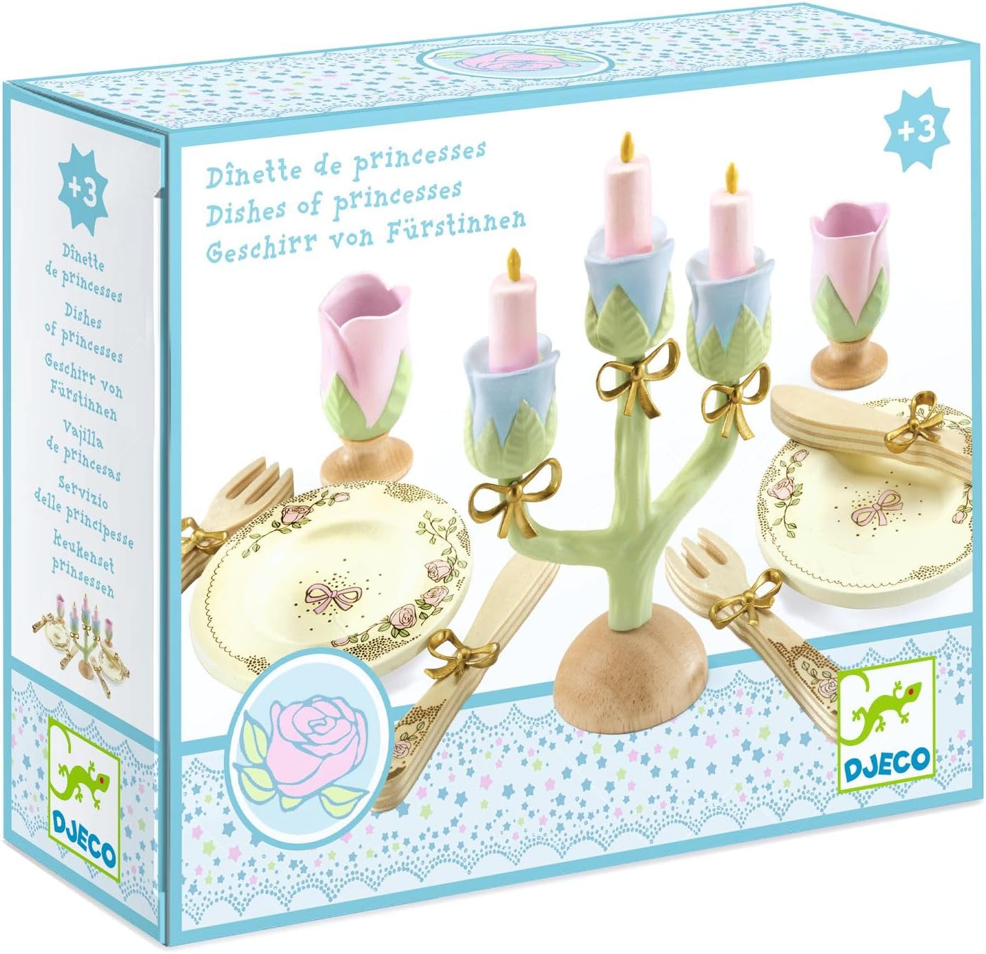 Dishes of Princesses, Wooden Tea Set, 3+, Pastel-Coloured Tea Party Pieces