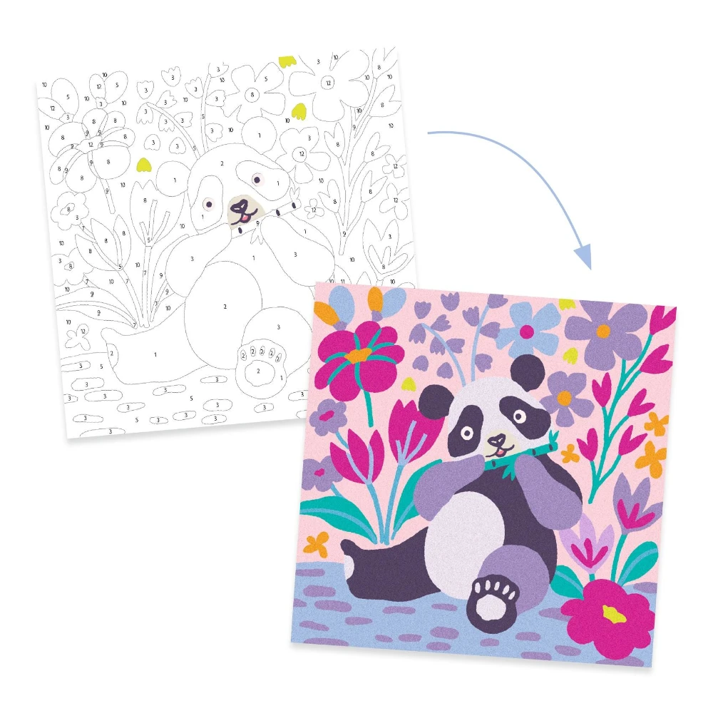 Sand Art Set 5+: Velvety Paws Animals, Djeco