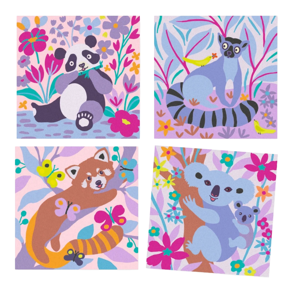 Sand Art Set 5+: Velvety Paws Animals, Djeco