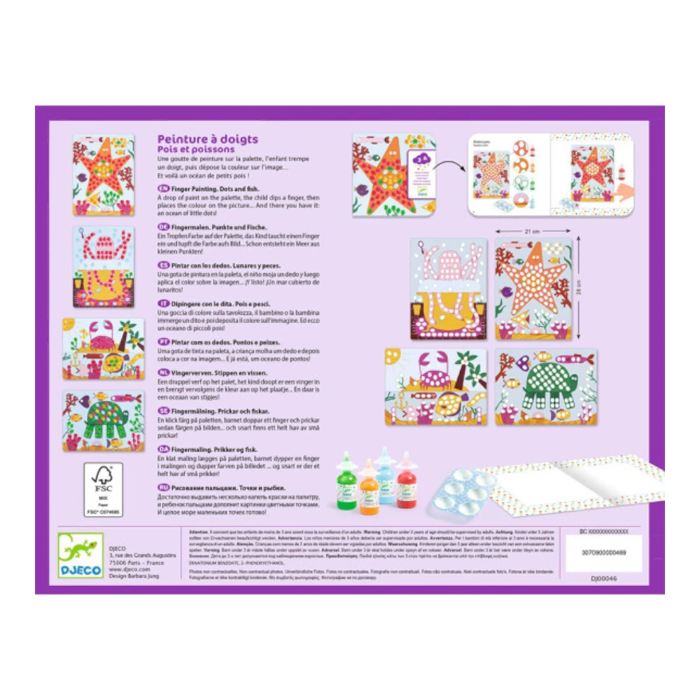 Finger Painting Set 3+: Dots and Fish, Djeco