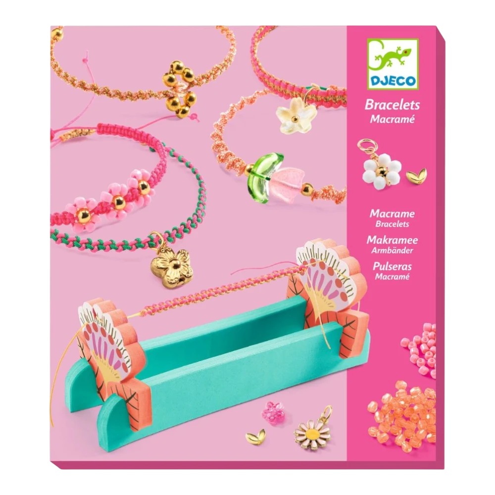 DIY Jewelry Kit 8+: Pink Macramé Bracelets, Djeco
