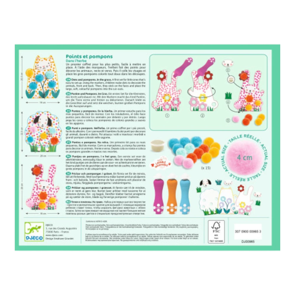 First Art Set 18M+: Dots and Pompoms In the Grass, Djeco