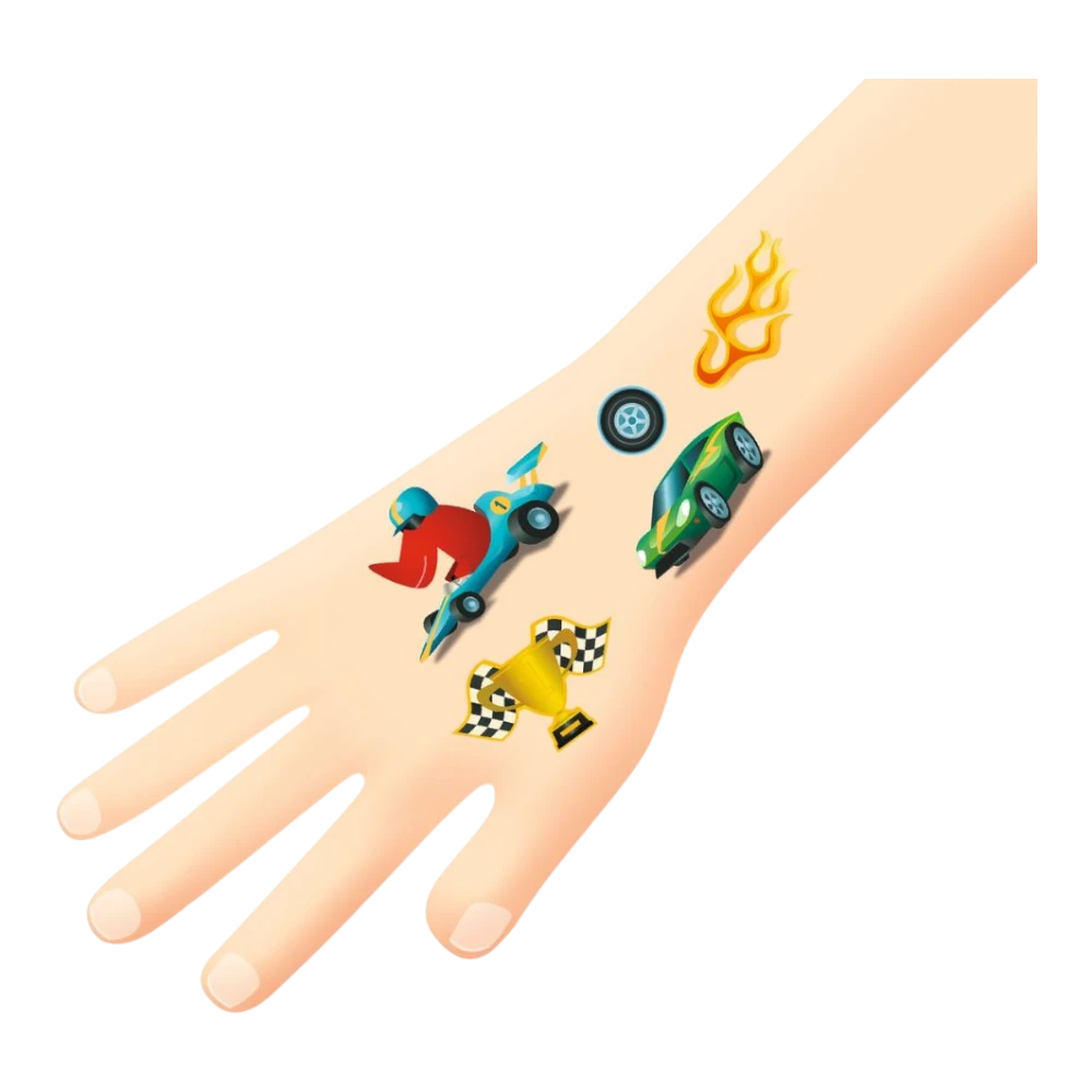 Temporary Tattoo Set 3+: Speedsters Racing Cars, Djeco