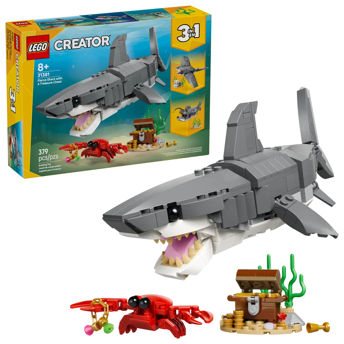 Fierce Shark with a Treasure Chest 31381, Lego Creator 3-in-1