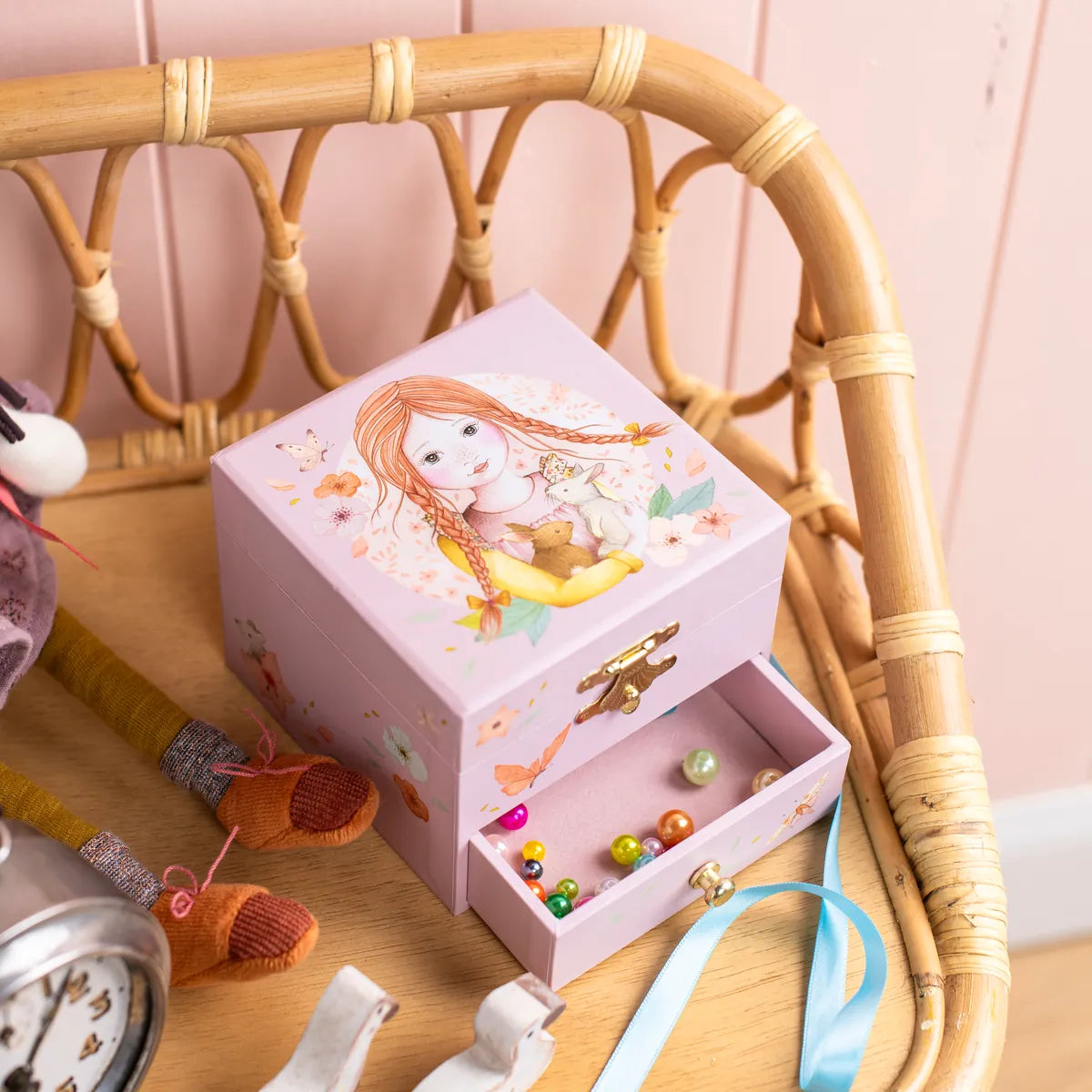 Fleur the Rabbit Musical Jewellery Box for 3+: Les Rosalies, Moulin Roty