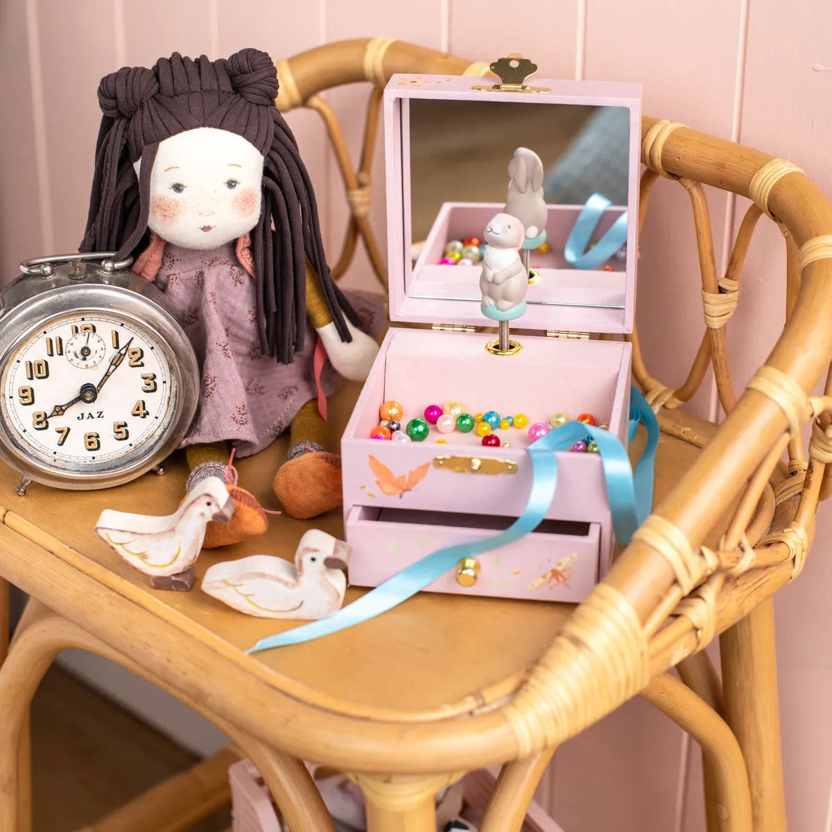 Fleur the Rabbit Musical Jewellery Box for 3+: Les Rosalies, Moulin Roty