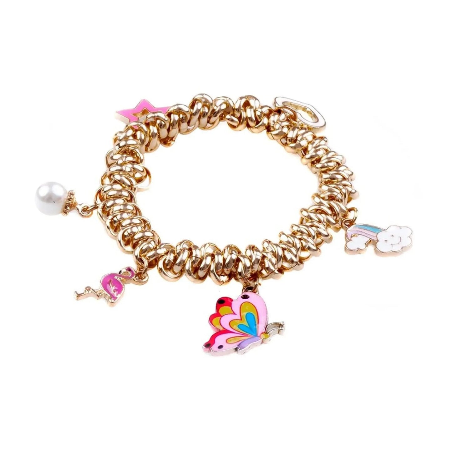 Charm-ed and Chain Gold Tone Bracelet For Kids 3+