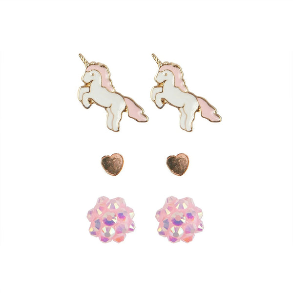 Boutique Unicorn Studded, Earrings, For Kids 3+, 3 Sets