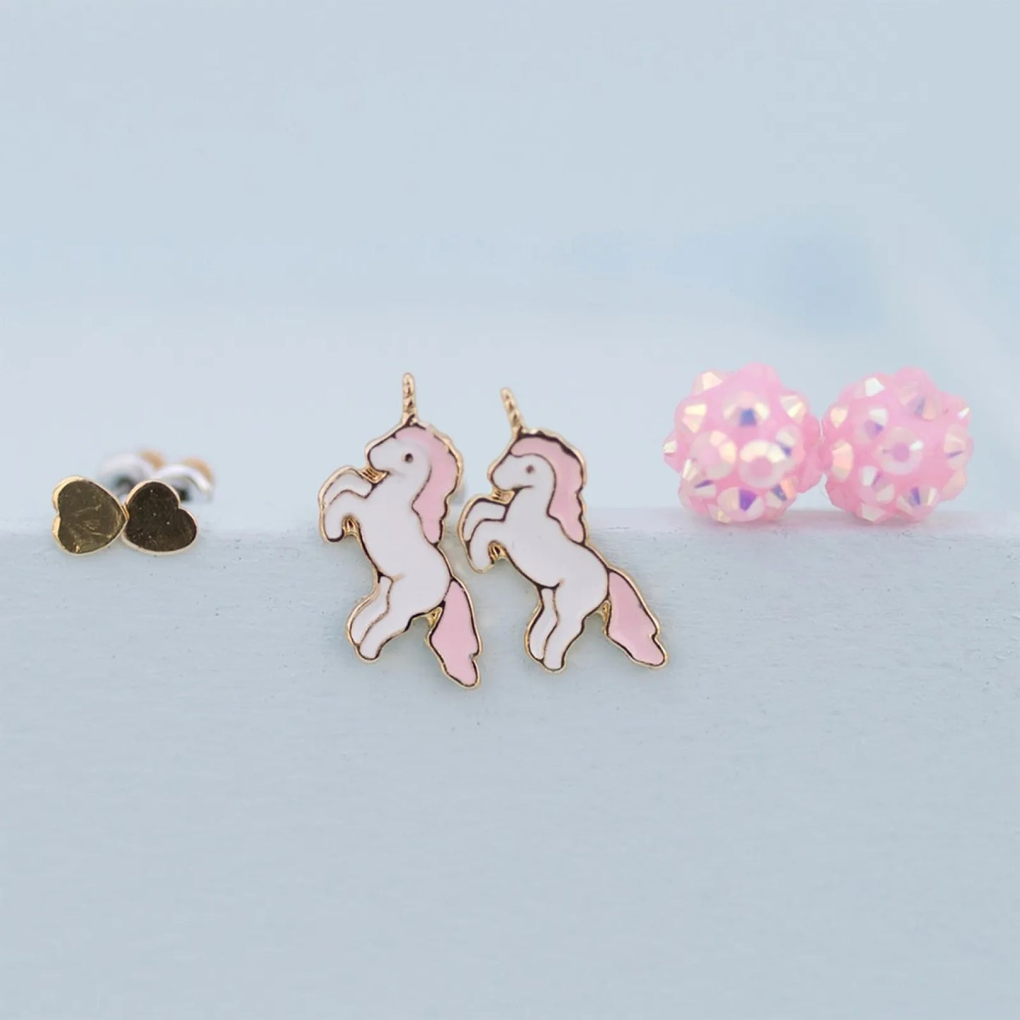 Boutique Unicorn Studded, Earrings, For Kids 3+, 3 Sets