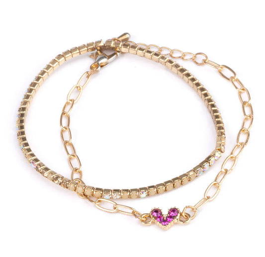 Great Pretenders Boutique Chic Linked with Love Bracelet, 2 Pcs