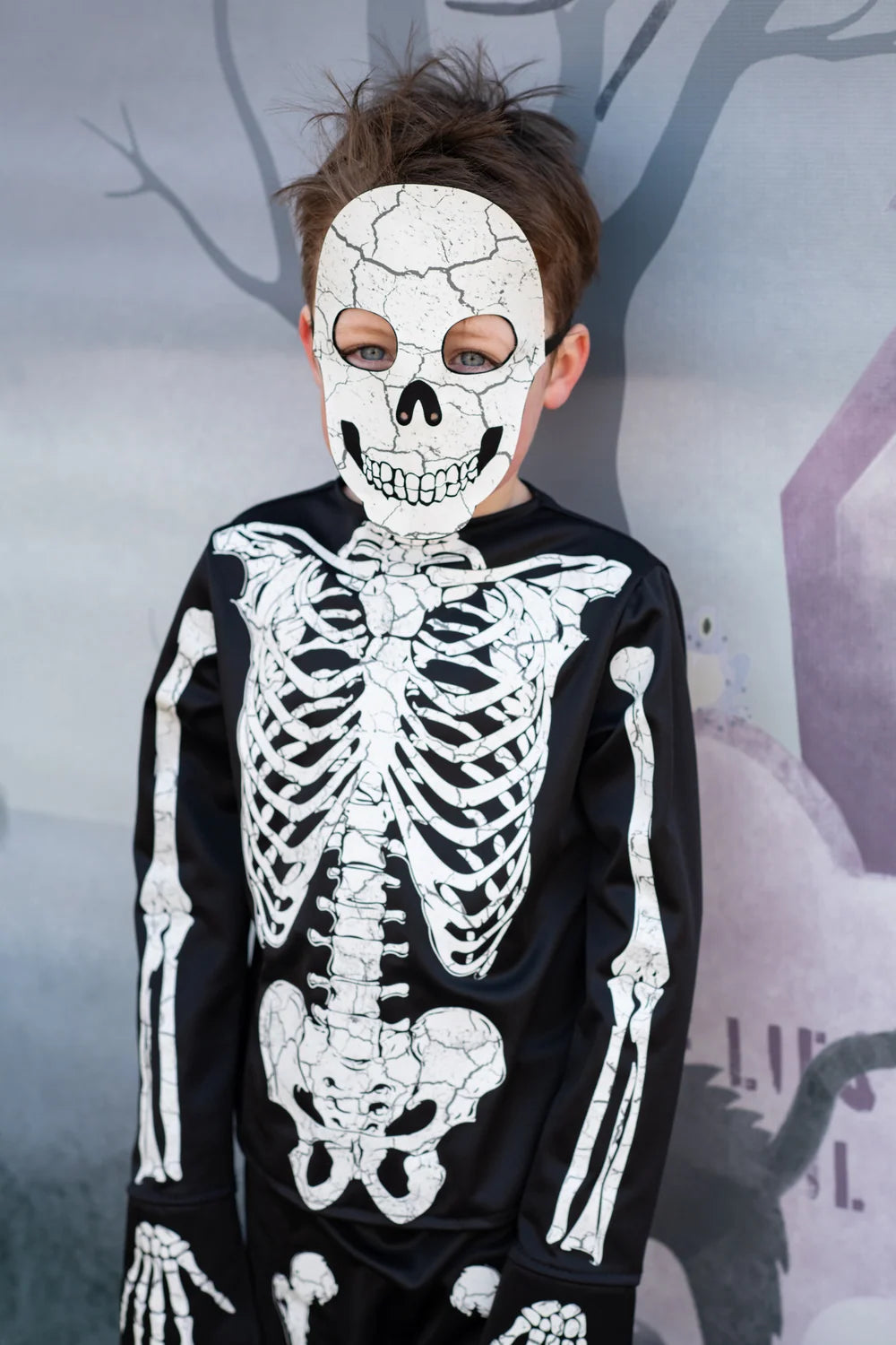 Glow In The Dark Skeleton Halloween Costume For Kids 5-6