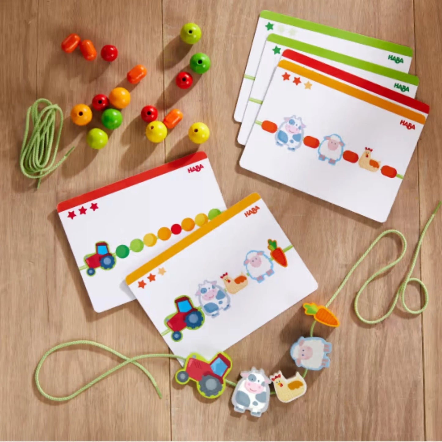 Farm Friends, Wooden Threading Game, For Kids 3+, 21 Piece Lacing Set