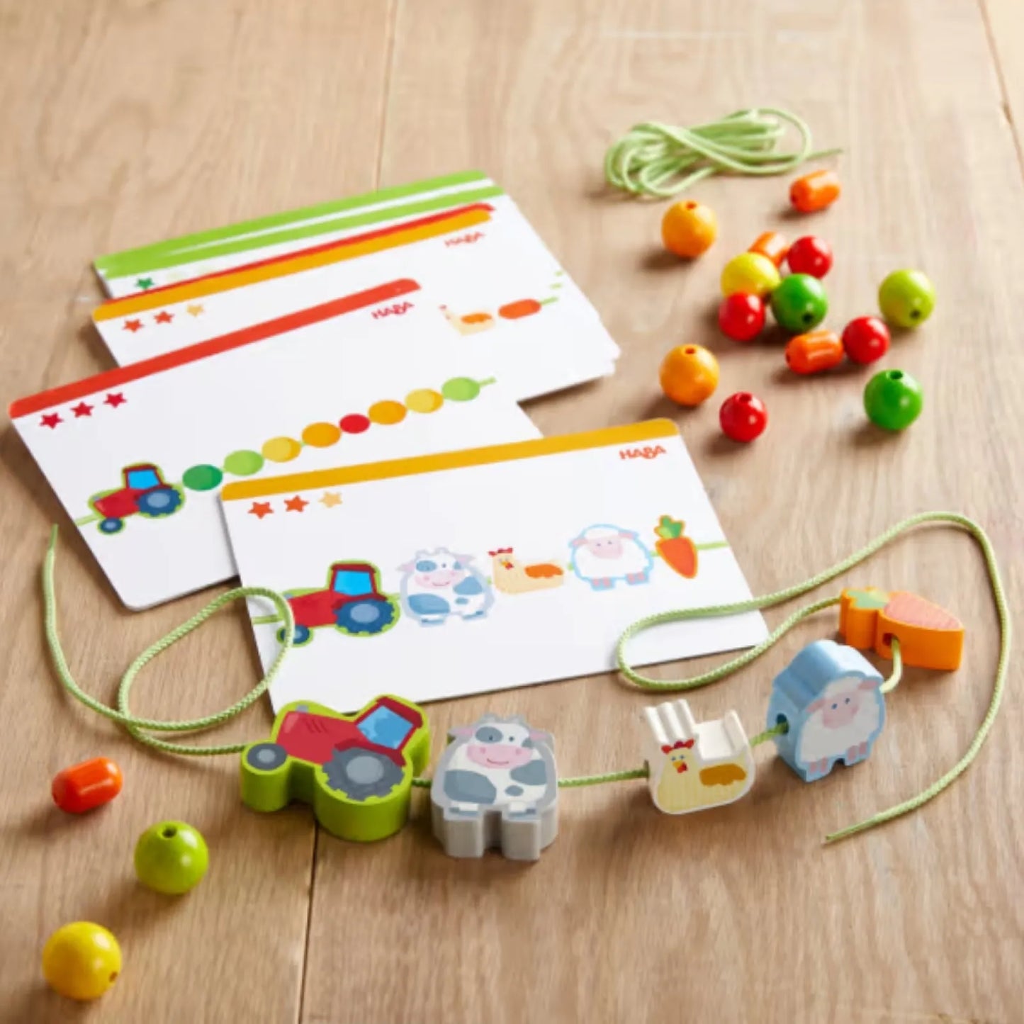 Farm Friends, Wooden Threading Game, For Kids 3+, 21 Piece Lacing Set