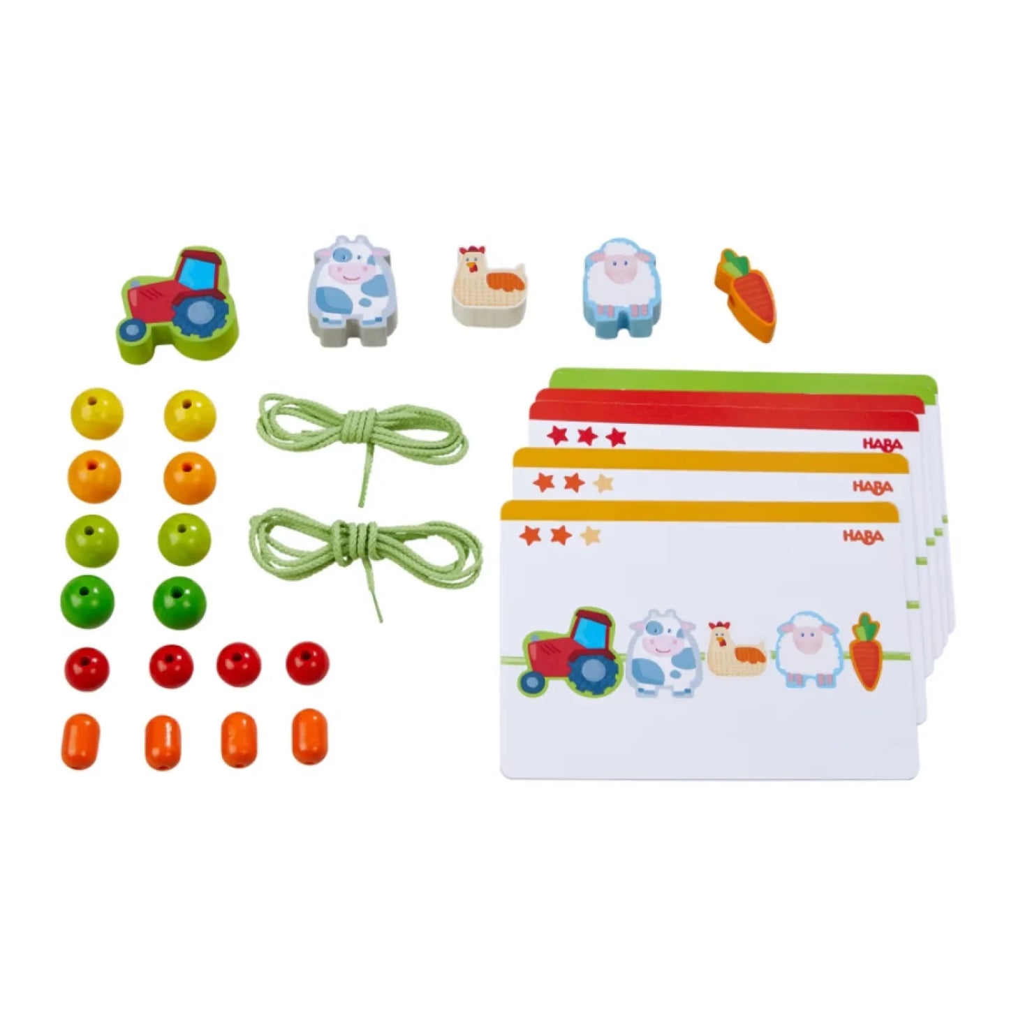 Farm Friends, Wooden Threading Game, For Kids 3+, 21 Piece Lacing Set