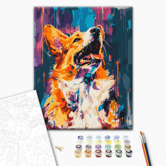 Colourful Corgi Paint By Numbers, Brushme
