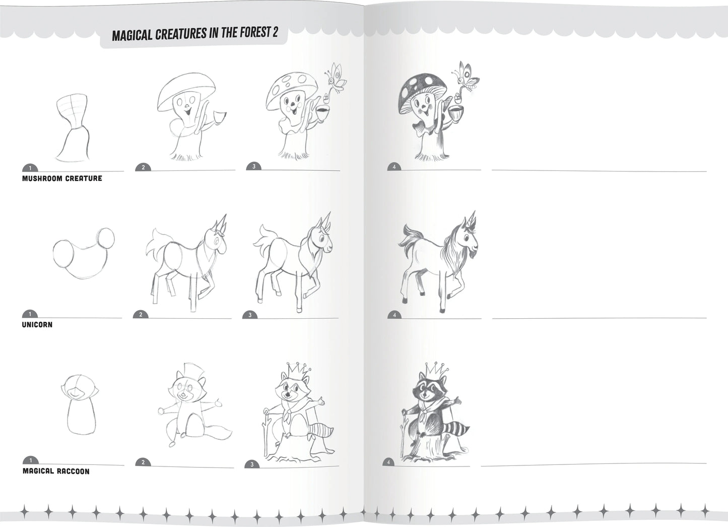 EEBOO LEARN TO DRAW MAGICAL CREATURES WITH STICKERS