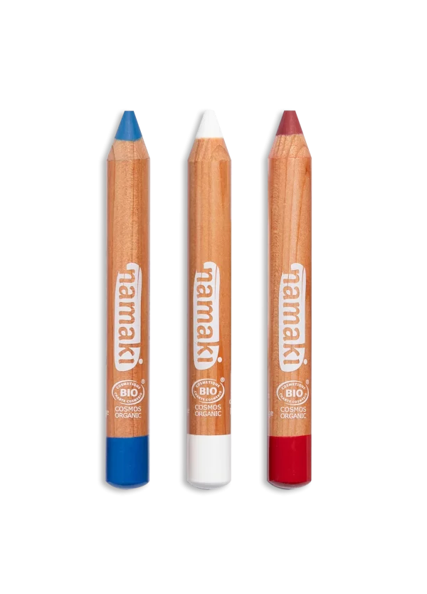 Namaki Blue-White-Red Face Paint Pencils Set of 3