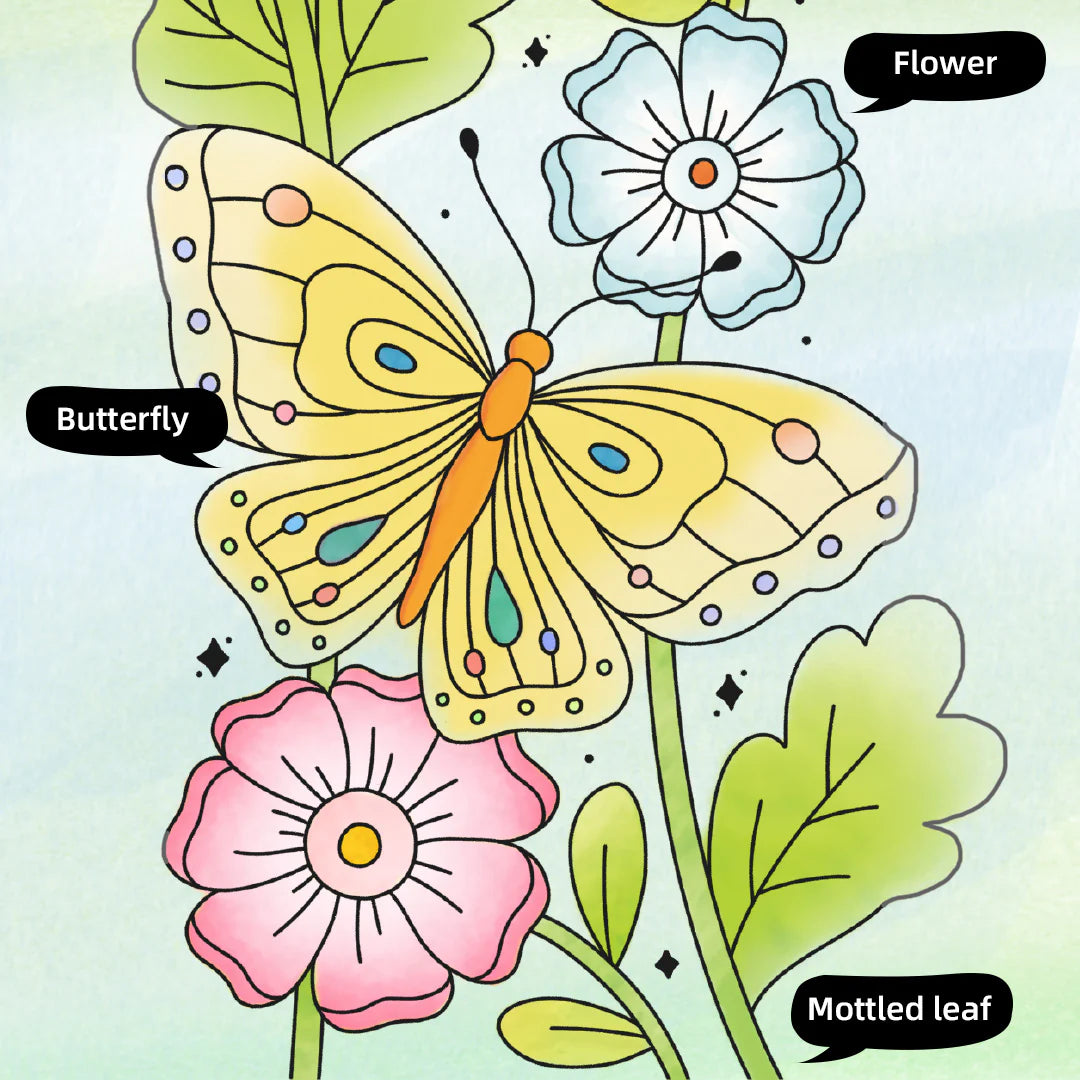 Watercolour Painting - The Flower and The Butterfly, Mideer