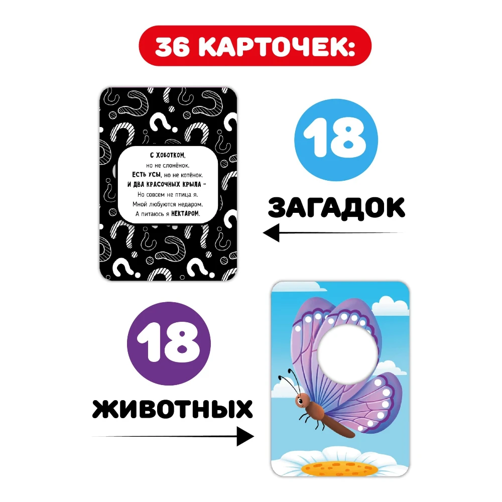 Educational Flashcards for Toddlers 1+: Doman Method Animals for Speech Development (RU), Schastye Vnutri