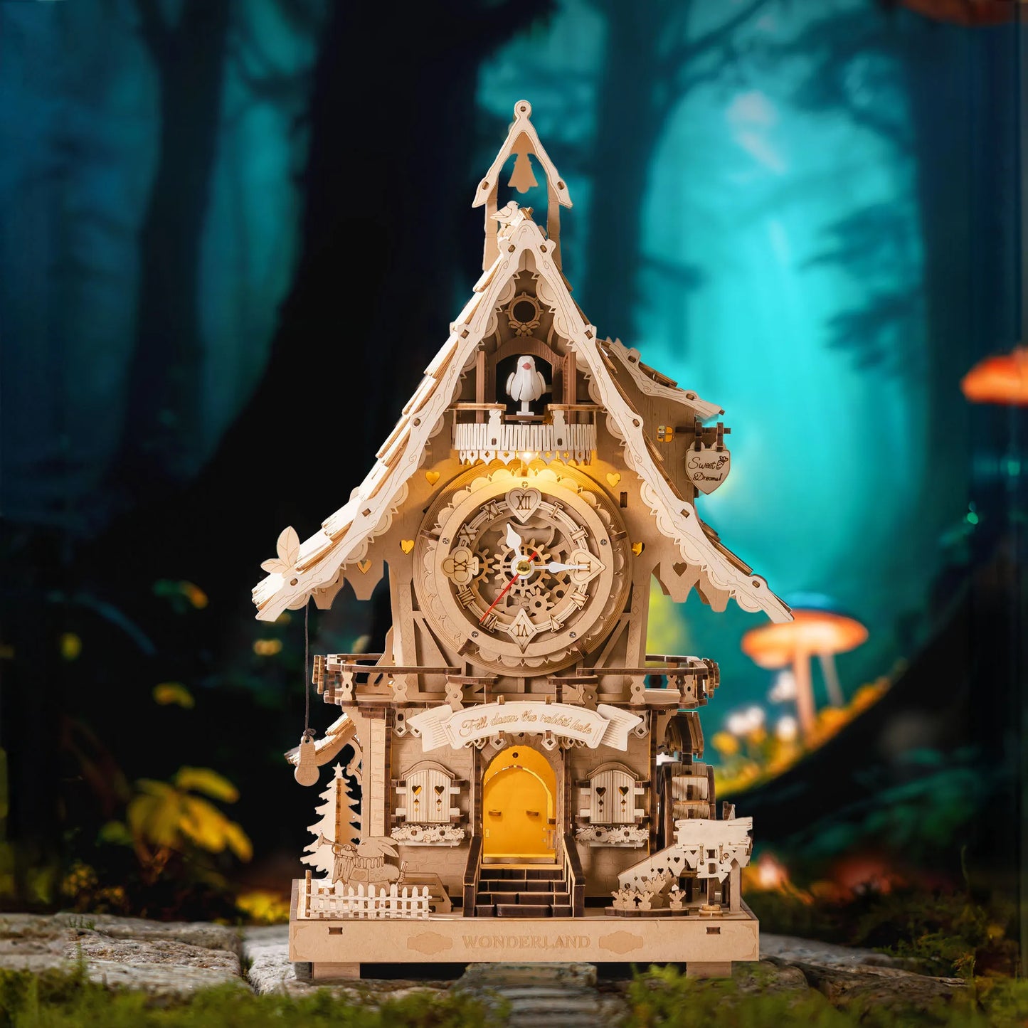 Mechanical 3D Wooden Puzzle: Cuckoo Clock (wood colour), ROKR