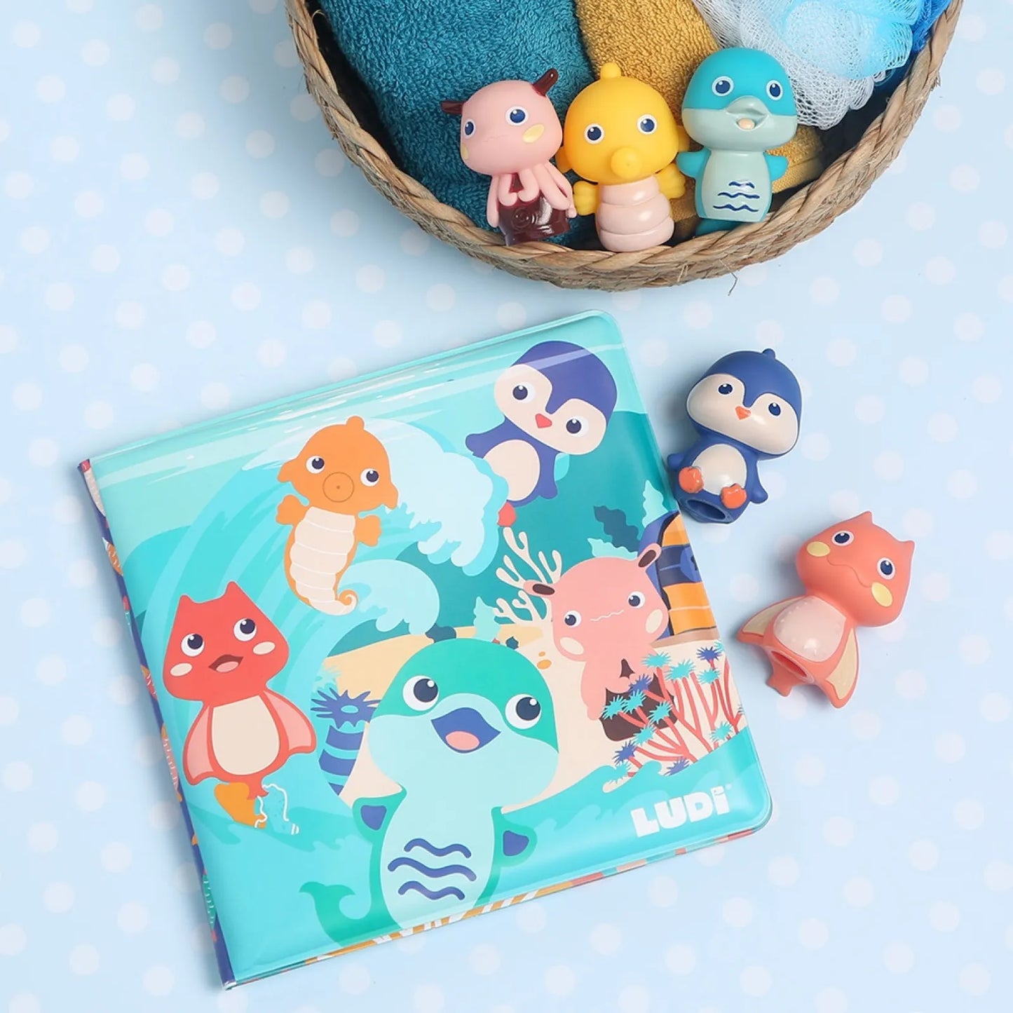 Sea Animals, Bath Book with Finger Puppets, For Babies