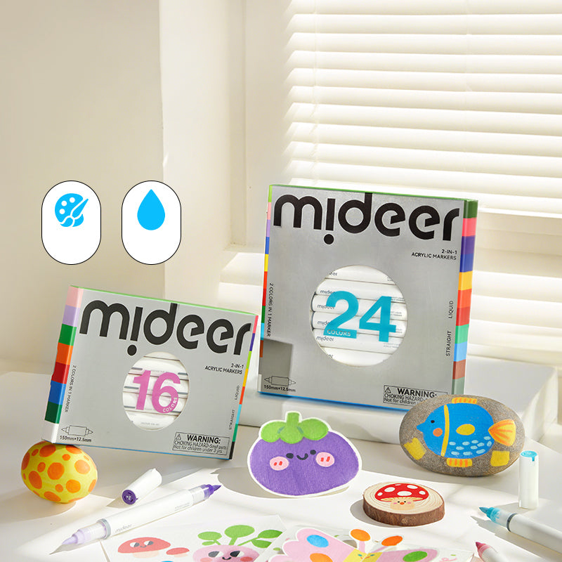 2-In-1 Acrylic Markers 16 Colors, Mideer