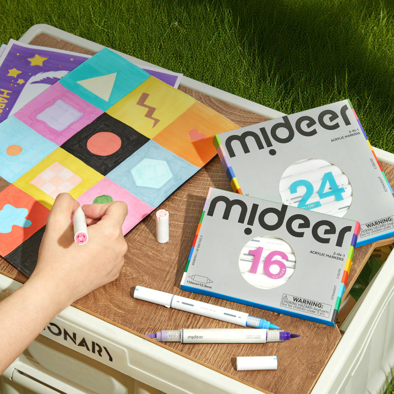 2-In-1 Acrylic Markers 16 Colors, Mideer