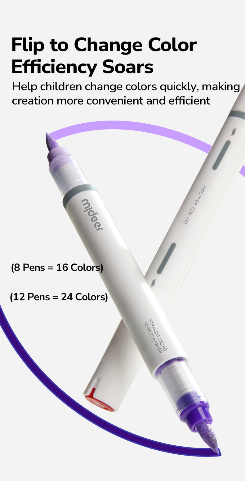 2-In-1 Acrylic Markers 16 Colors, Mideer