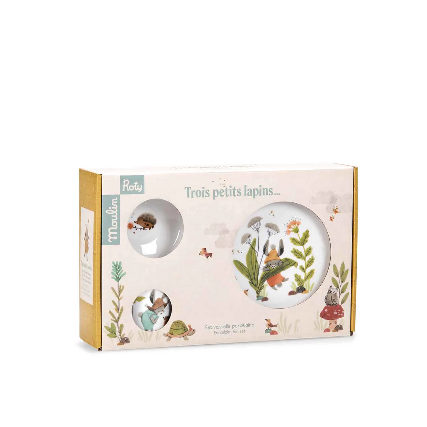 Фарфоровый столовый сервиз для 3+: Три маленьких кролика, Moulin Roty