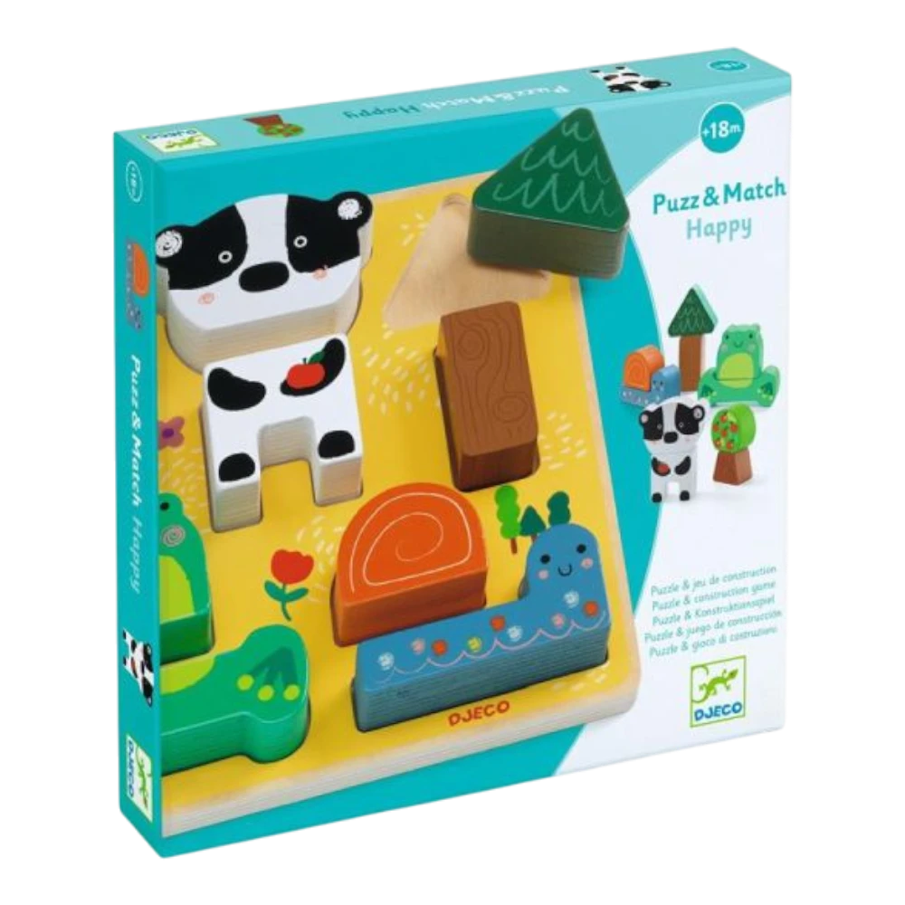 First Puzzle 18M+: Puzz and Match Happy Animals, Djeco